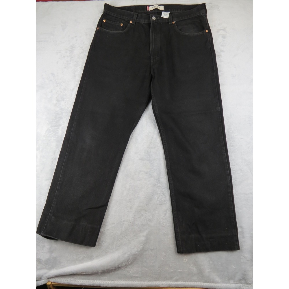 Levis 505 Regular Fit Black Jeans Mens 38x29 Measures Straight Leg Denim